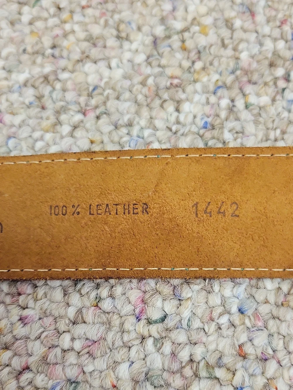 Tuareg For Benetton Brown Leather Men's Belt with Green Accent Small. Western